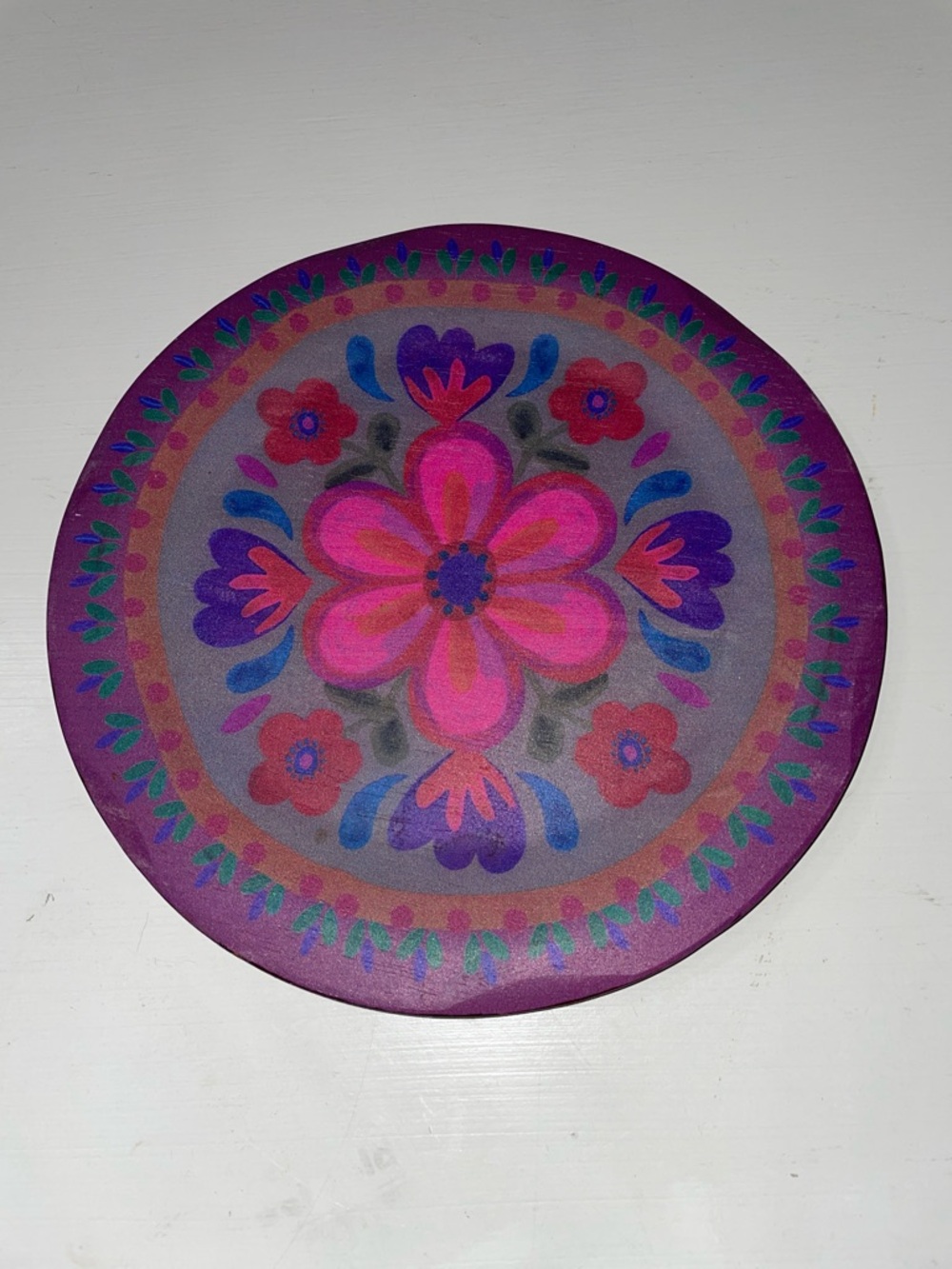 Natural Life boho floral wooden plate